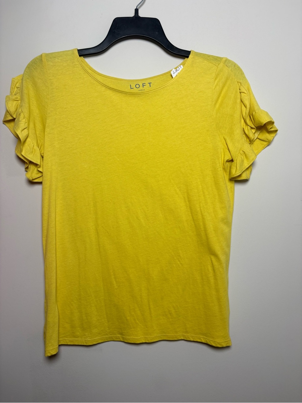 LOFT Sunny Yellow Ruffle Sleeve Short Sleeve Tee
